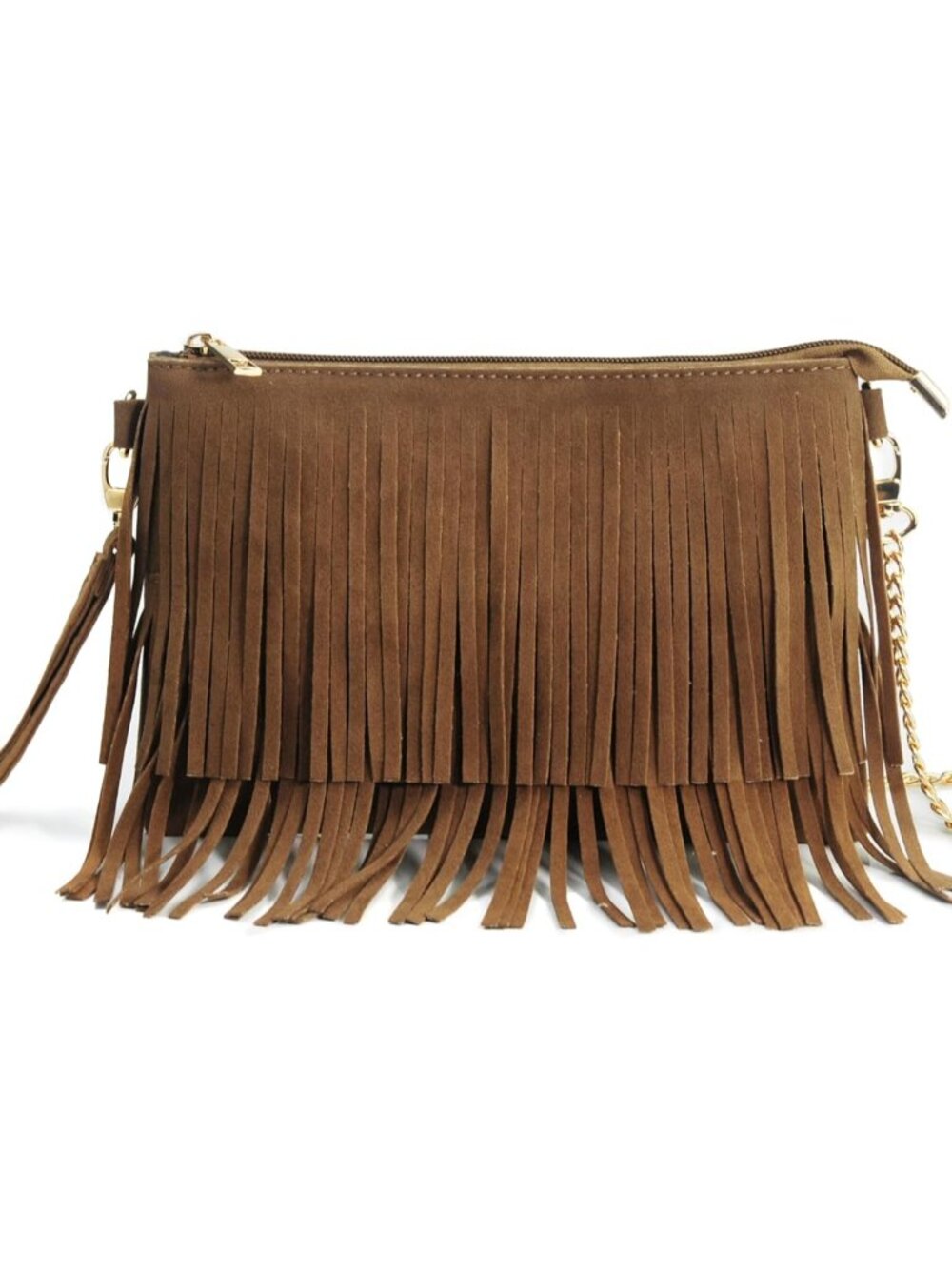 Fringe Cross Body Bag Womens Small Shoulder Bag Top Zip Wristlet